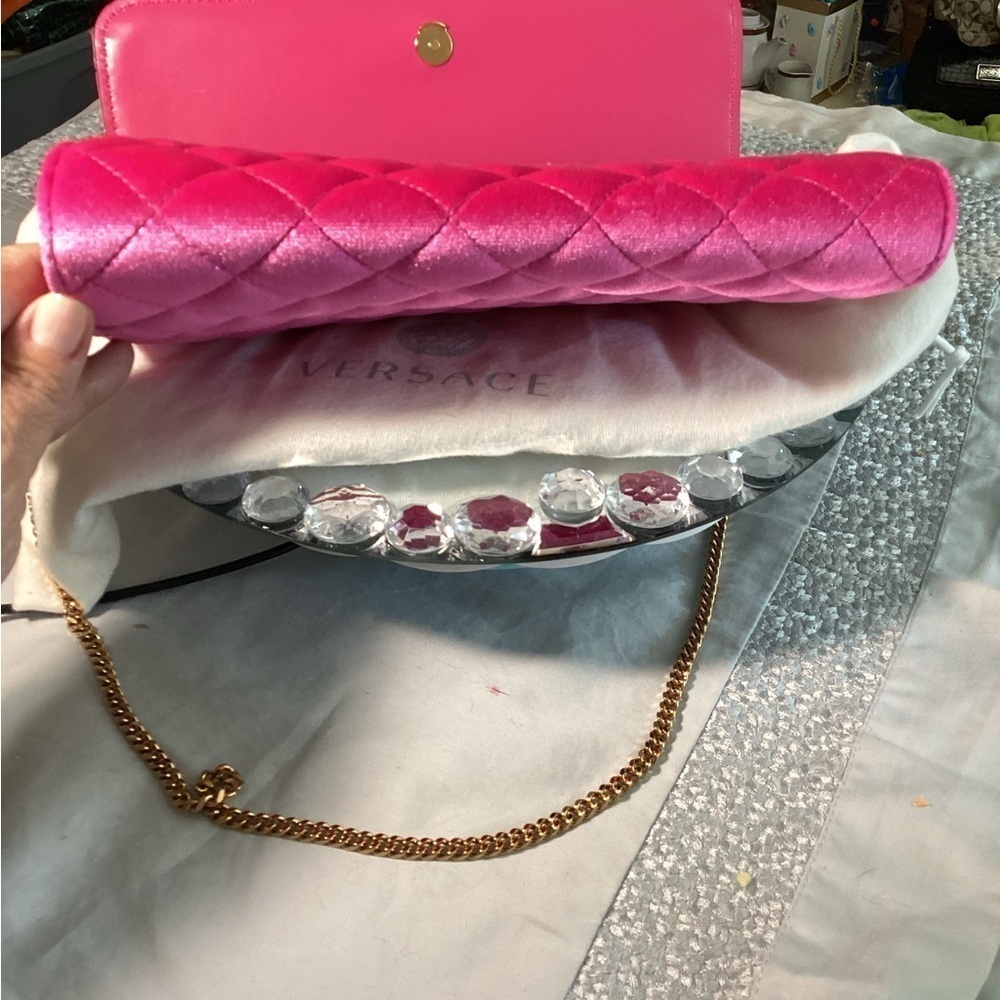 Versace La Medusa Velvet Pink💞NWT PURSE - Picture 15 of 17